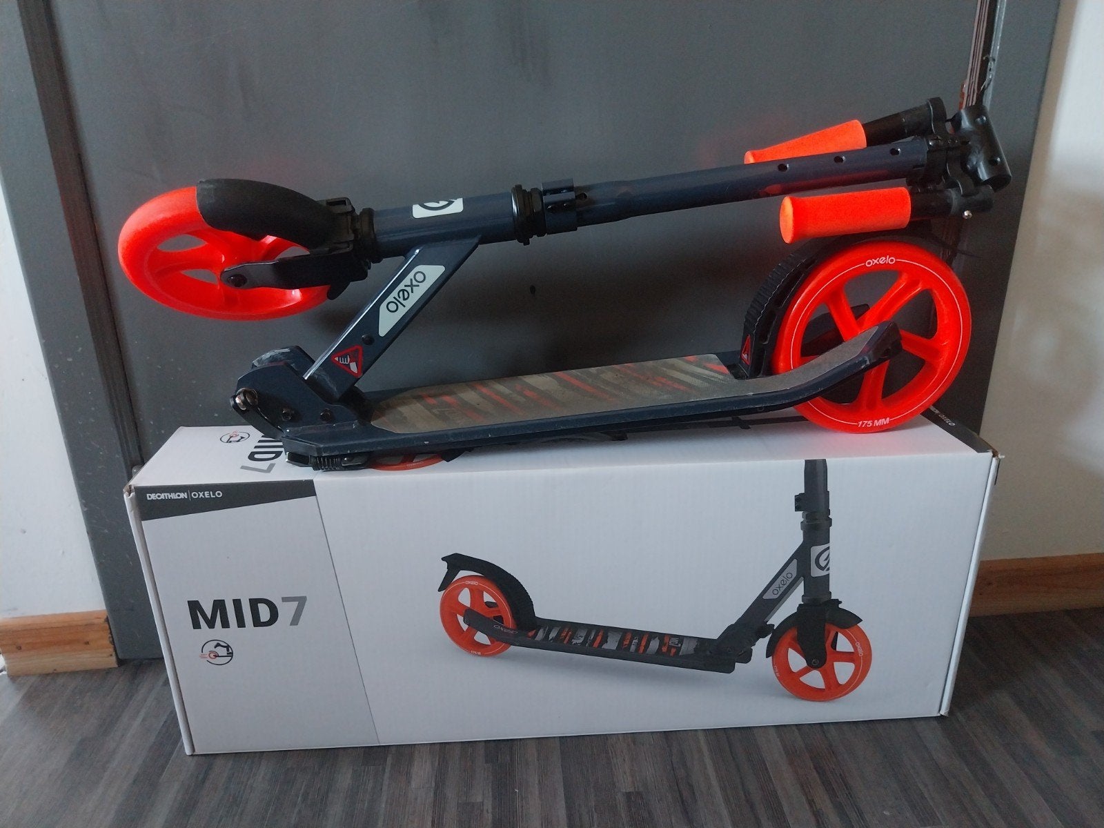 Prachtige Oxelo MID7 zwarte en fluo oranje scooter, Ophalen