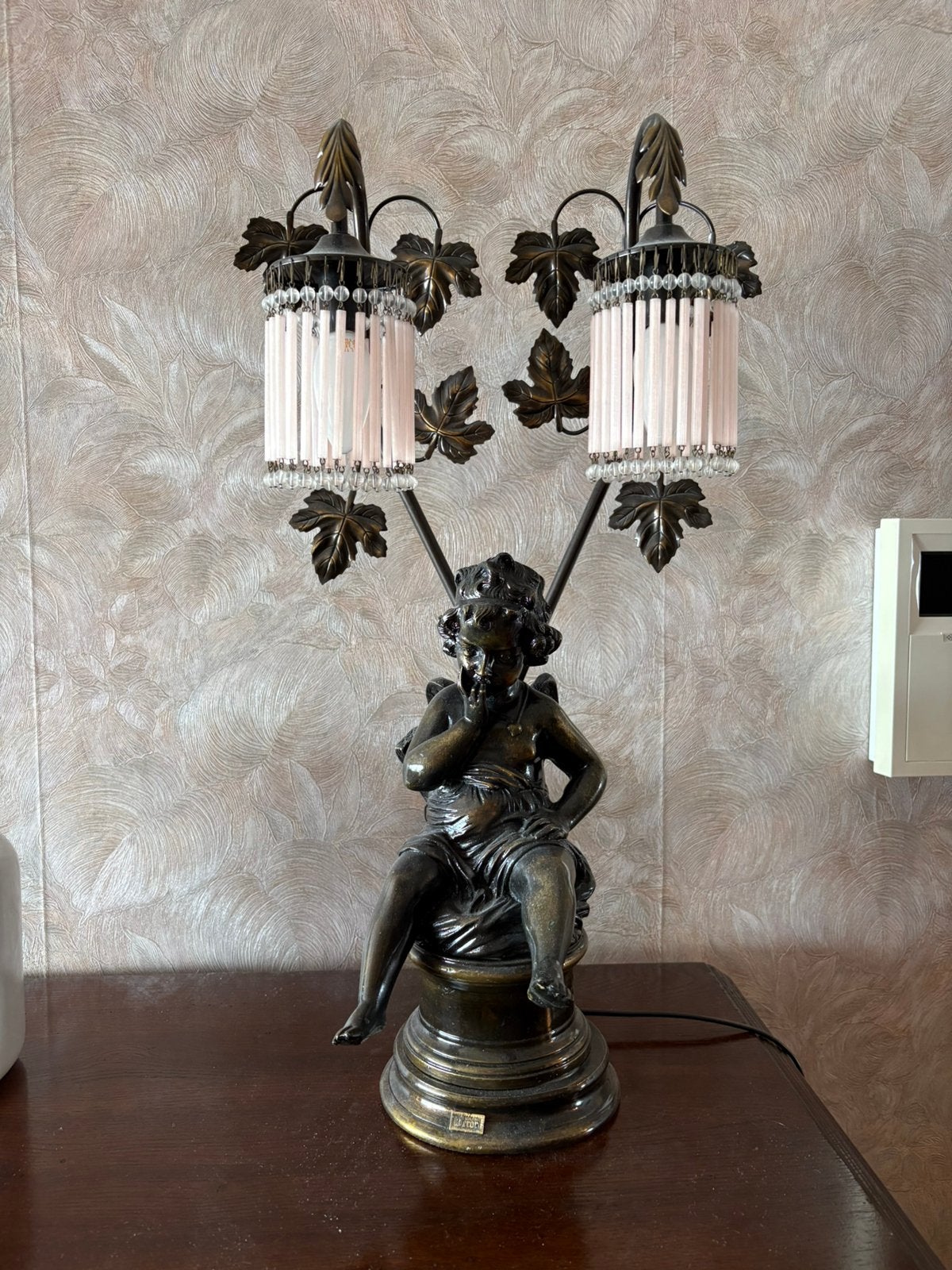 Vintage bronzen tafellamp, Ophalen