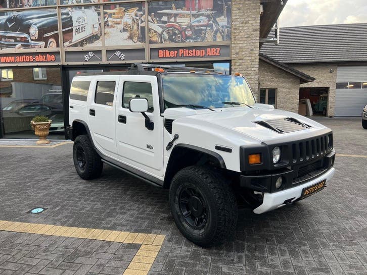 HUMMER H2 6.0 i lichte vracht, Auto's, Automaat, Panoramadak, Wit, Leder