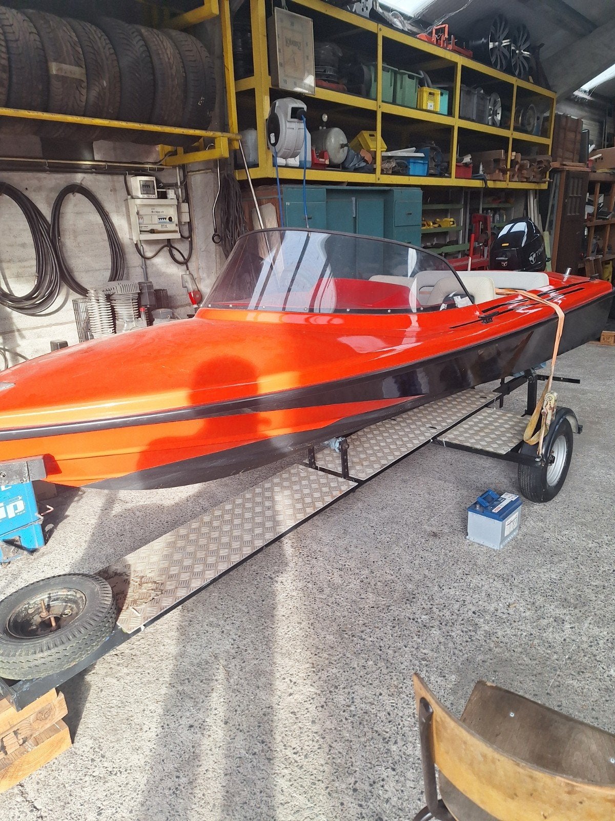 moterboot met trailer en nieuwe moter tohatsu 15 pk, Watersport en Boten, Ophalen, Gebruikt, 15 pk, Minder dan 70 pk