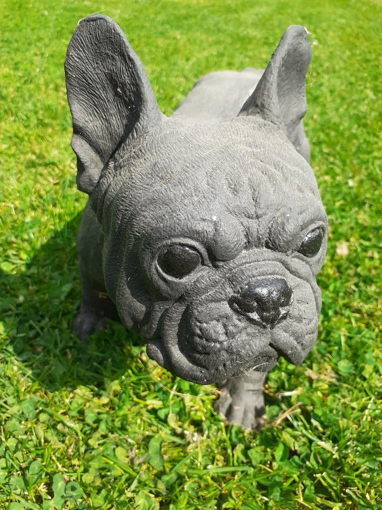 STATUE ANIMALIERE EN PIERRE PATINEE (bouledogue français), Enlèvement, Comme neuf, Pierre, Animal