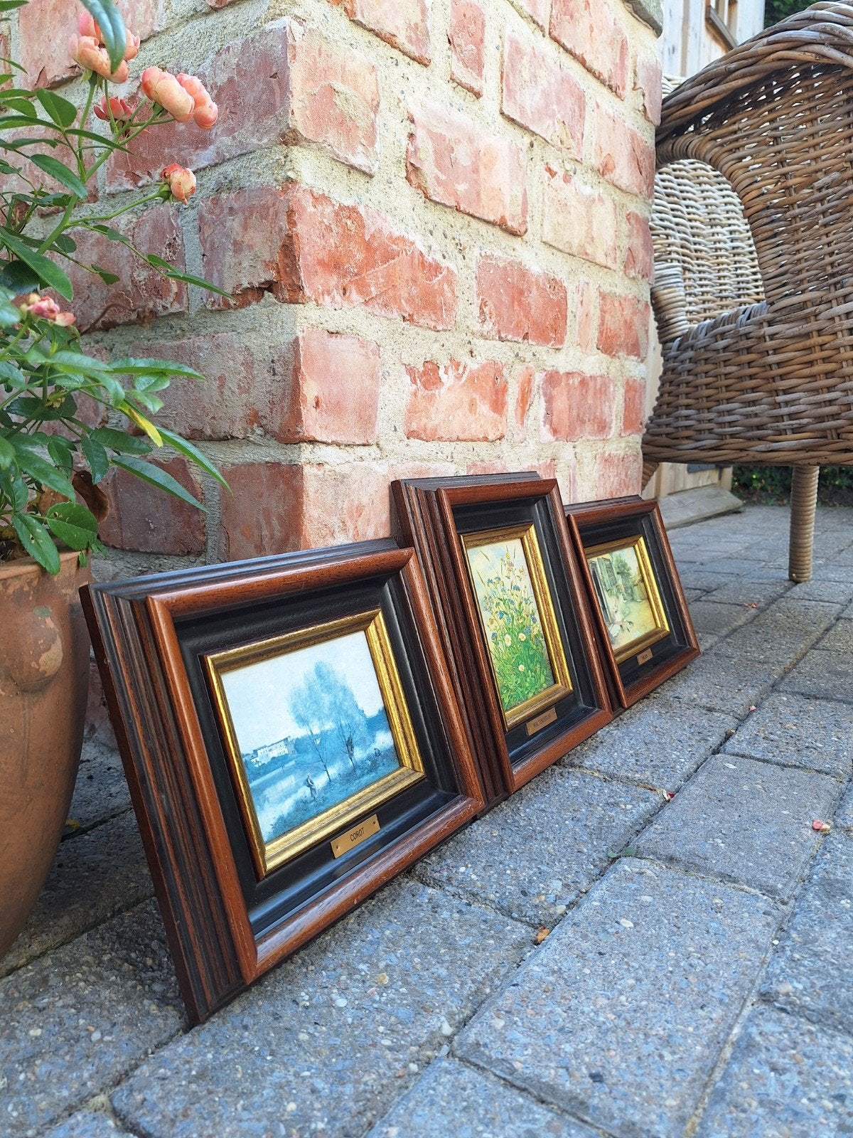 3 magnifiques petites peintures à l'huile sur toile, Enlèvement, Toile