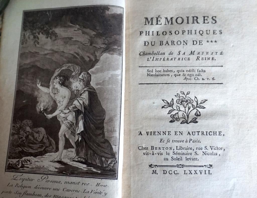 Zeldzaam oud boek uit 1777: Filosofische memoires, Ophalen of Verzenden, Abbé de Crillon
