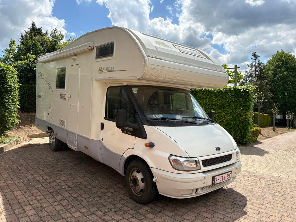 Mobilhome 6 plaatsen weinig kilometers, Caravans en Kamperen, Mobilhomes, Particulier, tot en met 6, Alkoof, Ford, Ford, 5 tot 6 meter