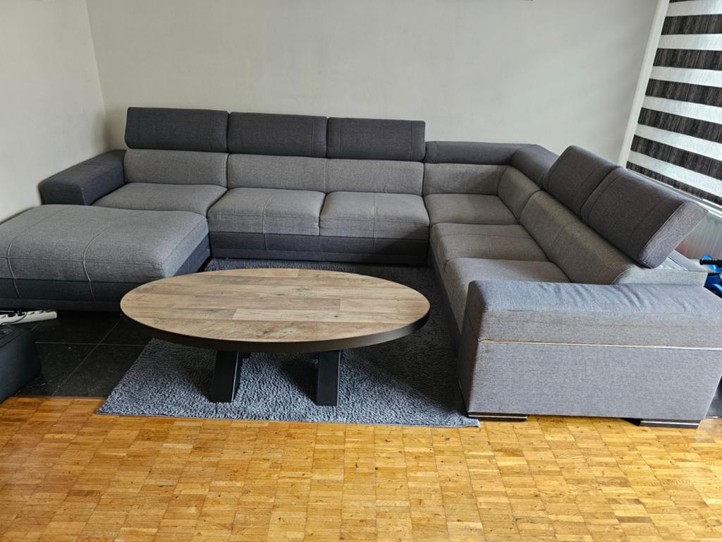 Moderne hoekbank met slaapfunctie + opbergruimte / zeer goed, Ophalen, Stof