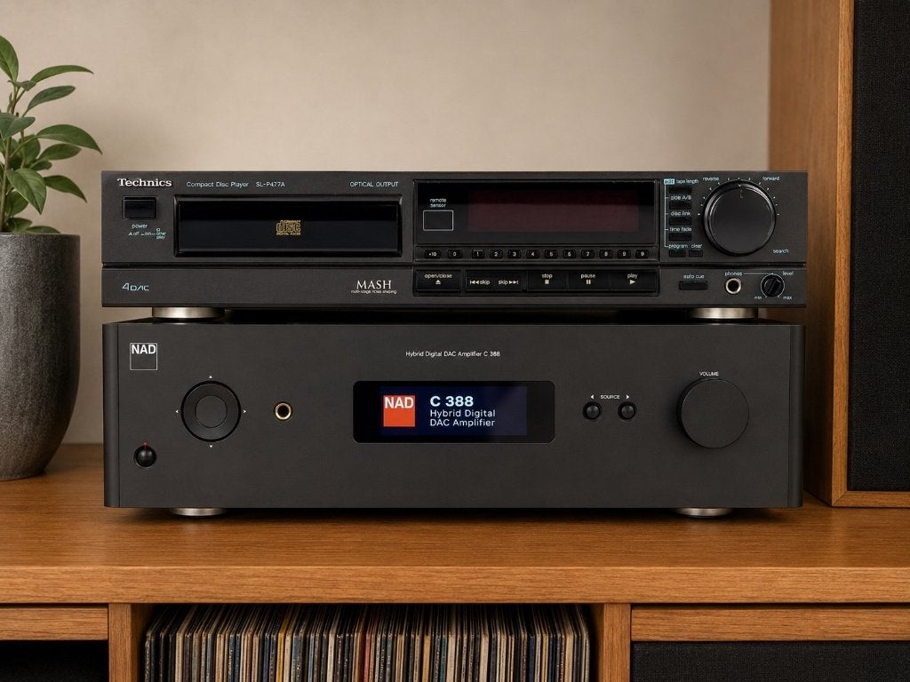 NAD C388 + MDC BluOS + Technics SL-P477A, Audio, Tv en Foto, Zo goed als nieuw, 120 watt of meer, Stereo, Ophalen
