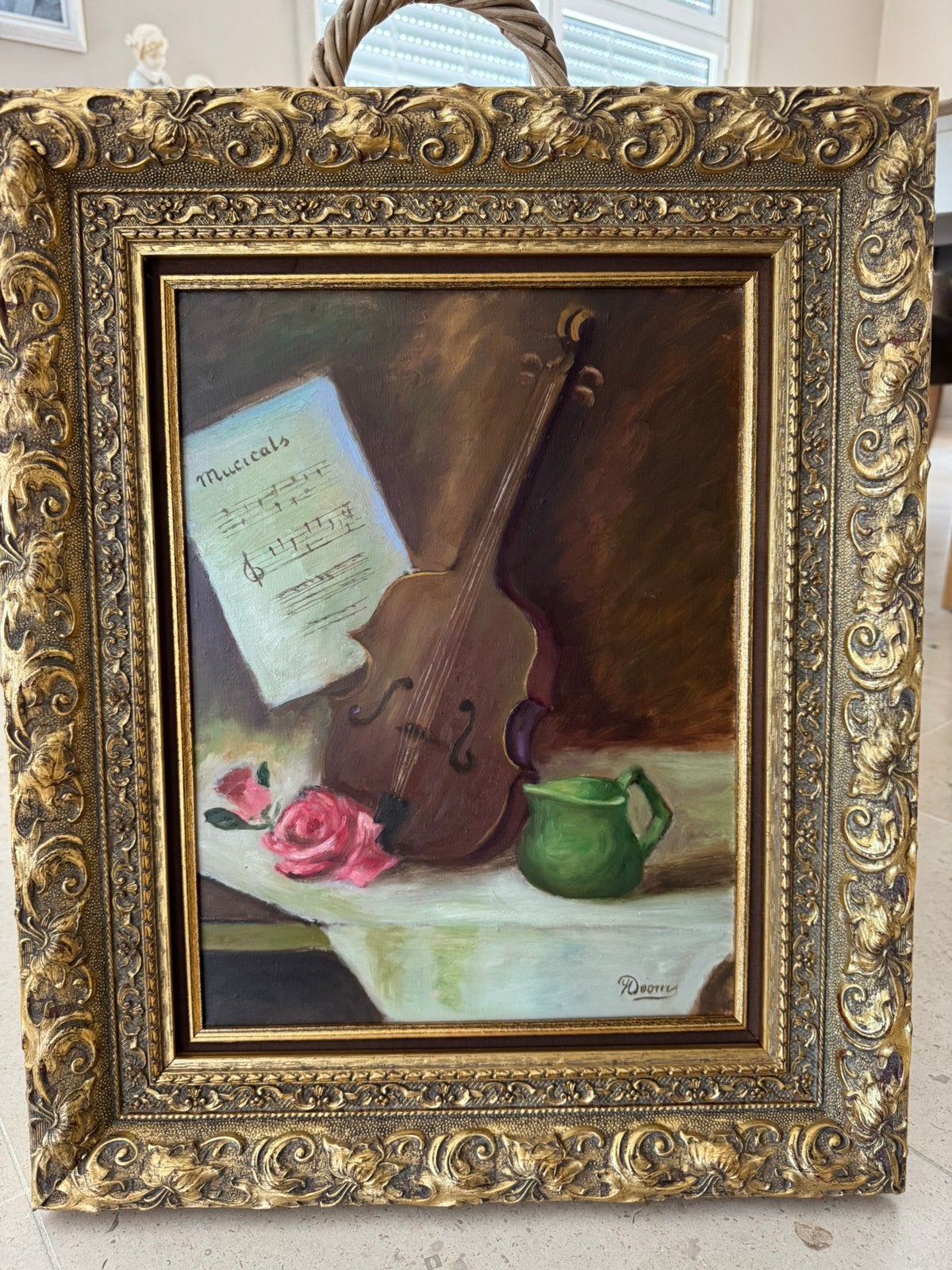 Schilderij op doek Stilleven Dooms viool, Antiek en Kunst, Kunst | Schilderijen | Klassiek, Ophalen, Stilleven, Doek