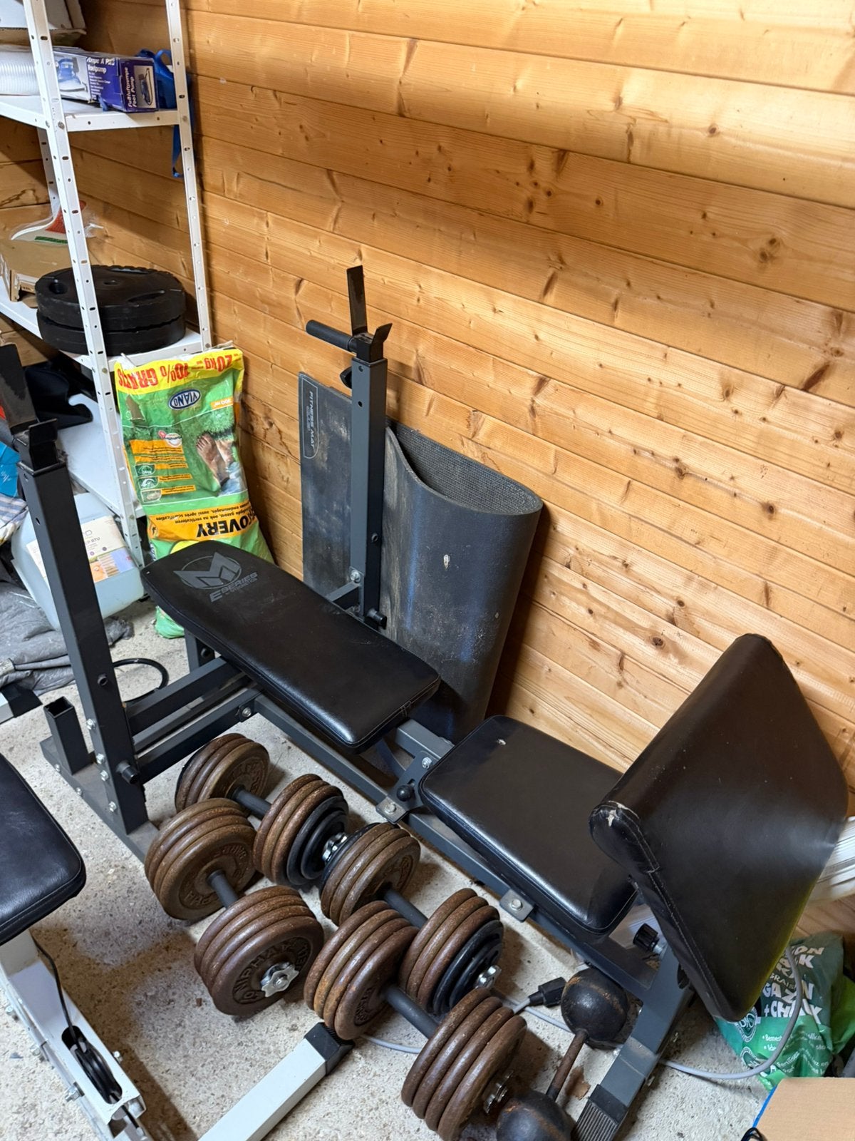 Bench & preacher curl + leg exentions/hamstring curl, Ophalen, Zo goed als nieuw