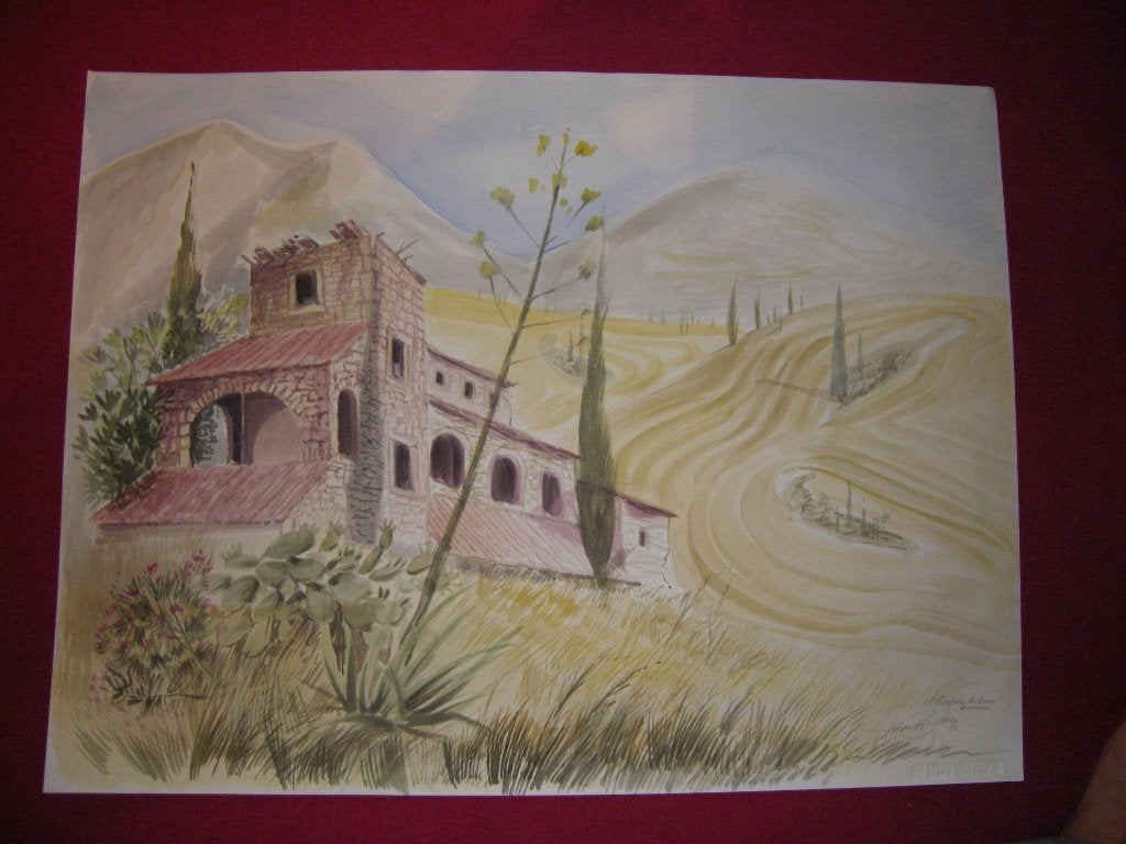 Aquarelle (paysage du Sud)., Antiquités & Art, Art | Peinture | Moderne, Signé, Enlèvement, Paysage, Papier/carton
