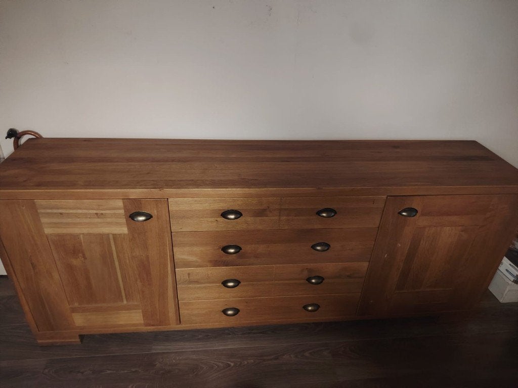 Prachtig en robuust eikenhouten dressoir in perfecte staat., Ophalen, Gebruikt, Eikenhout, Landelijk