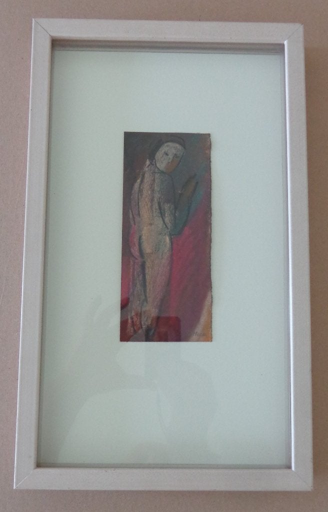 COLETTE BITKER / 2 STUKS / NAAKTE VROUWEN ORIGINEEL 39x23cm, Enlèvement ou Envoi, Verre, Signé, Pastel