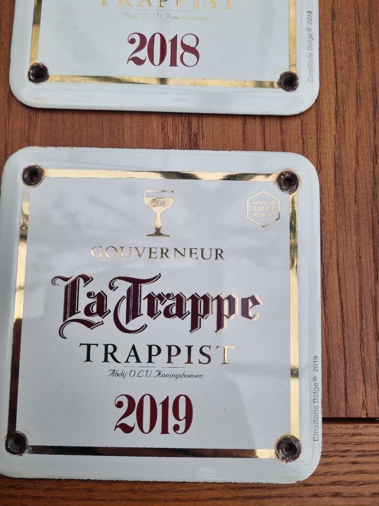 Geëmailleerd bordbier la Trappe 2019, Verzamelen, Ophalen of Verzenden, Gebruikt, Reclamebord, Plaat of Schild, La Trappe