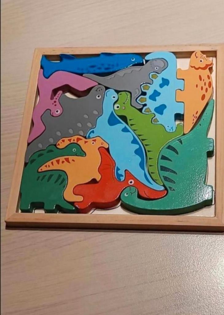 Houten puzzel met dino's, Ophalen of Verzenden