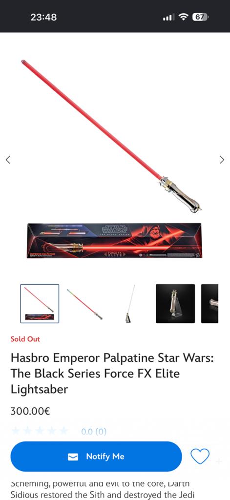 Palpatine lightsaber, Ophalen of Verzenden, Zo goed als nieuw