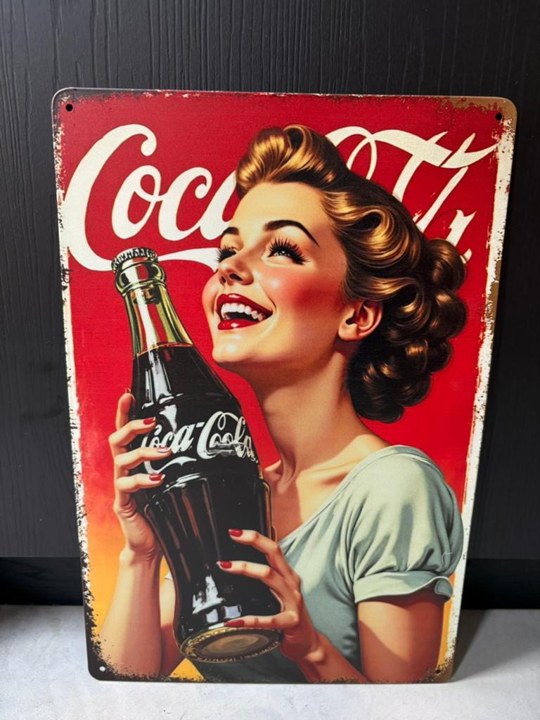 Retro reclamebord Coca Cola, Verzamelen, Ophalen of Verzenden, Nieuw, Reclamebord