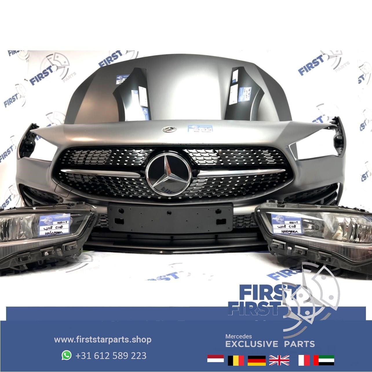 W118 C118 CLA AMG LINE VOORKOP ZWART WIT GRIJS origineel Mer, Utilisé, -, Avant, -
