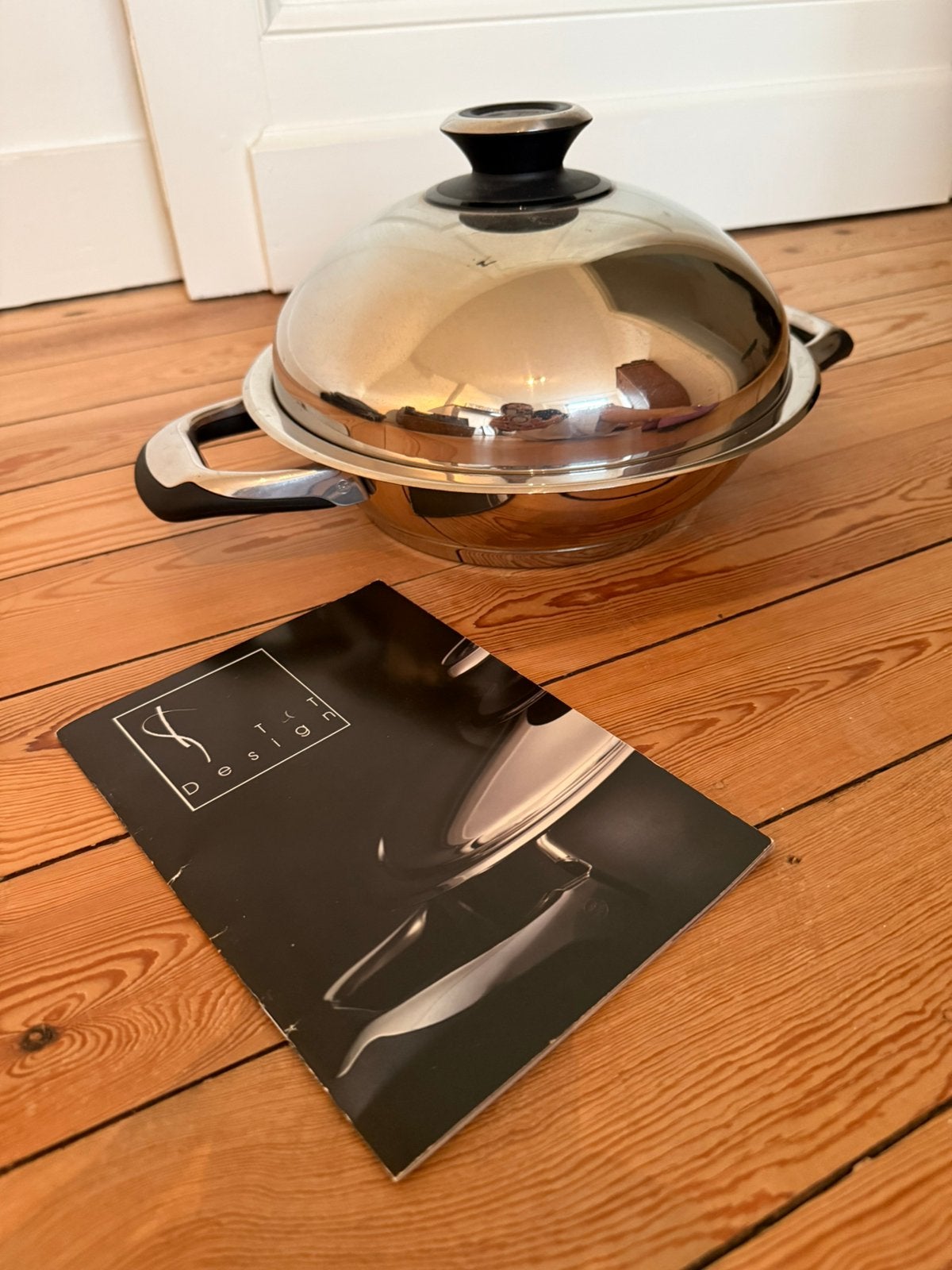 Poêle à frire T&T Design 28 cm avec couvercle et thermomètre, Compatible induction, Enlèvement, Inox, Cocotte