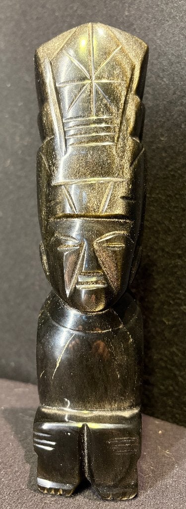 Statue mexicaine en obsidienne dorée, Enlèvement ou Envoi, Utilisé, Humain
