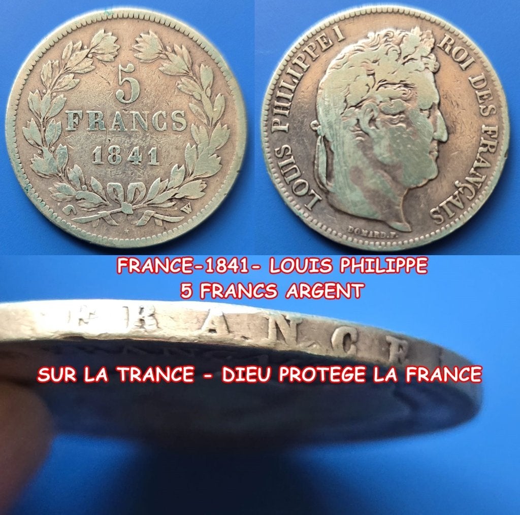 1841- LOUIS PHILIPPE-5 FRANCS ARGENT- VOIR DESCRIPTION, Envoi, France, Argent