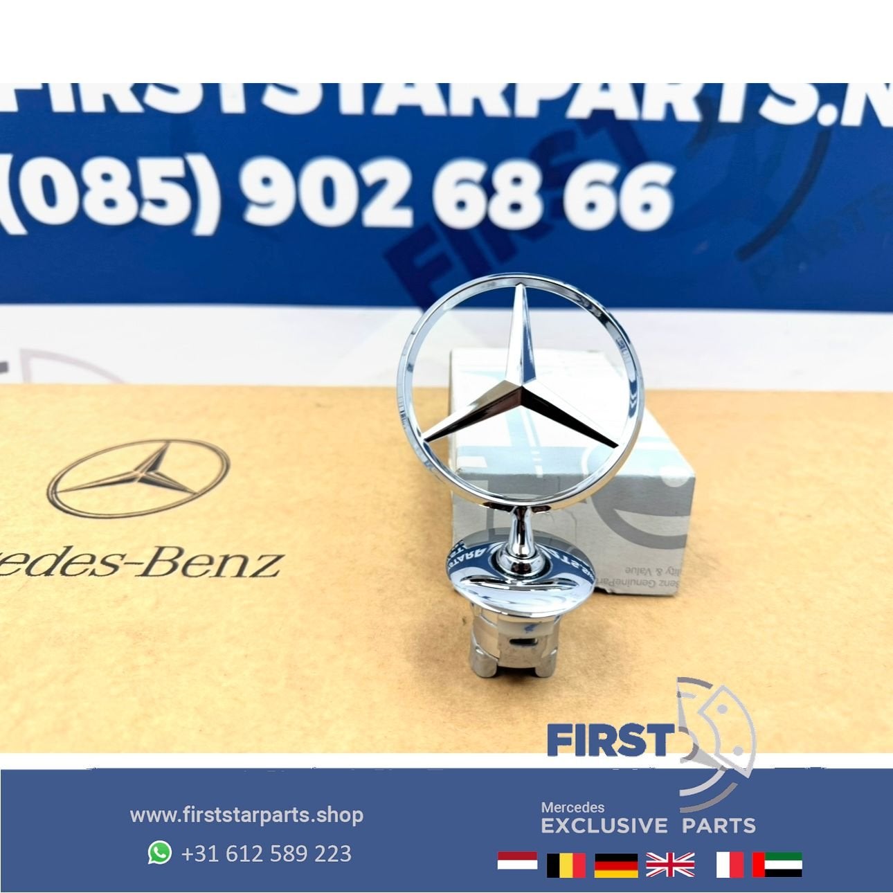 Mercedes STAANDE STER CHROOM motorkap logo embleem METAAL AM