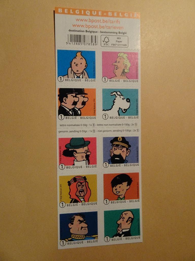 10 Feuillets de 10 timbres - Personnages de Tintin, Collections, Personnages de BD, Enlèvement ou Envoi, Tintin, Neuf, Image, Affiche ou Autocollant