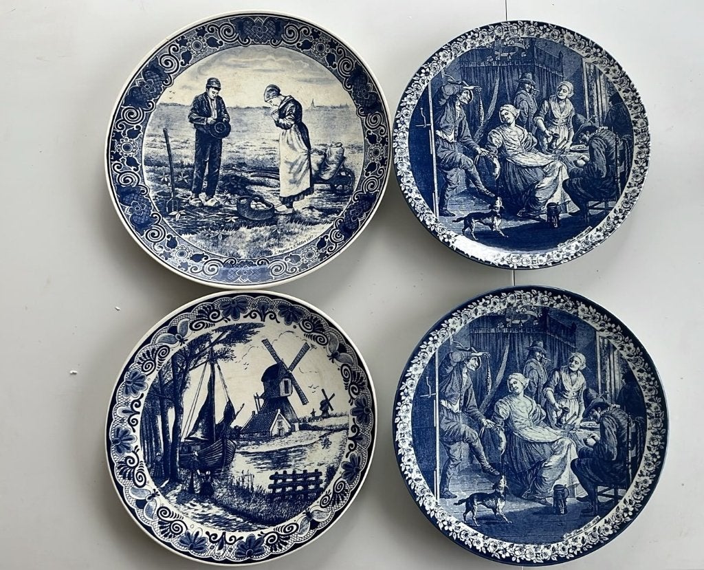 delfts blauw borden +/- 30 cm 4 stuks samen 40 €, Ophalen of Verzenden