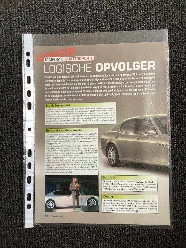 Article sur la Maserati Quattroporte, Enlèvement ou Envoi, Comme neuf, Autres marques