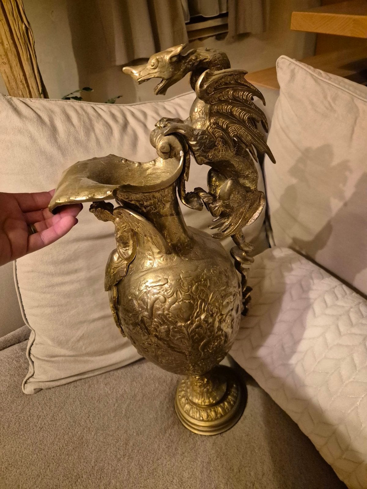 Cruche en bronze style renaissance 1900, Antiquités & Art, Enlèvement ou Envoi