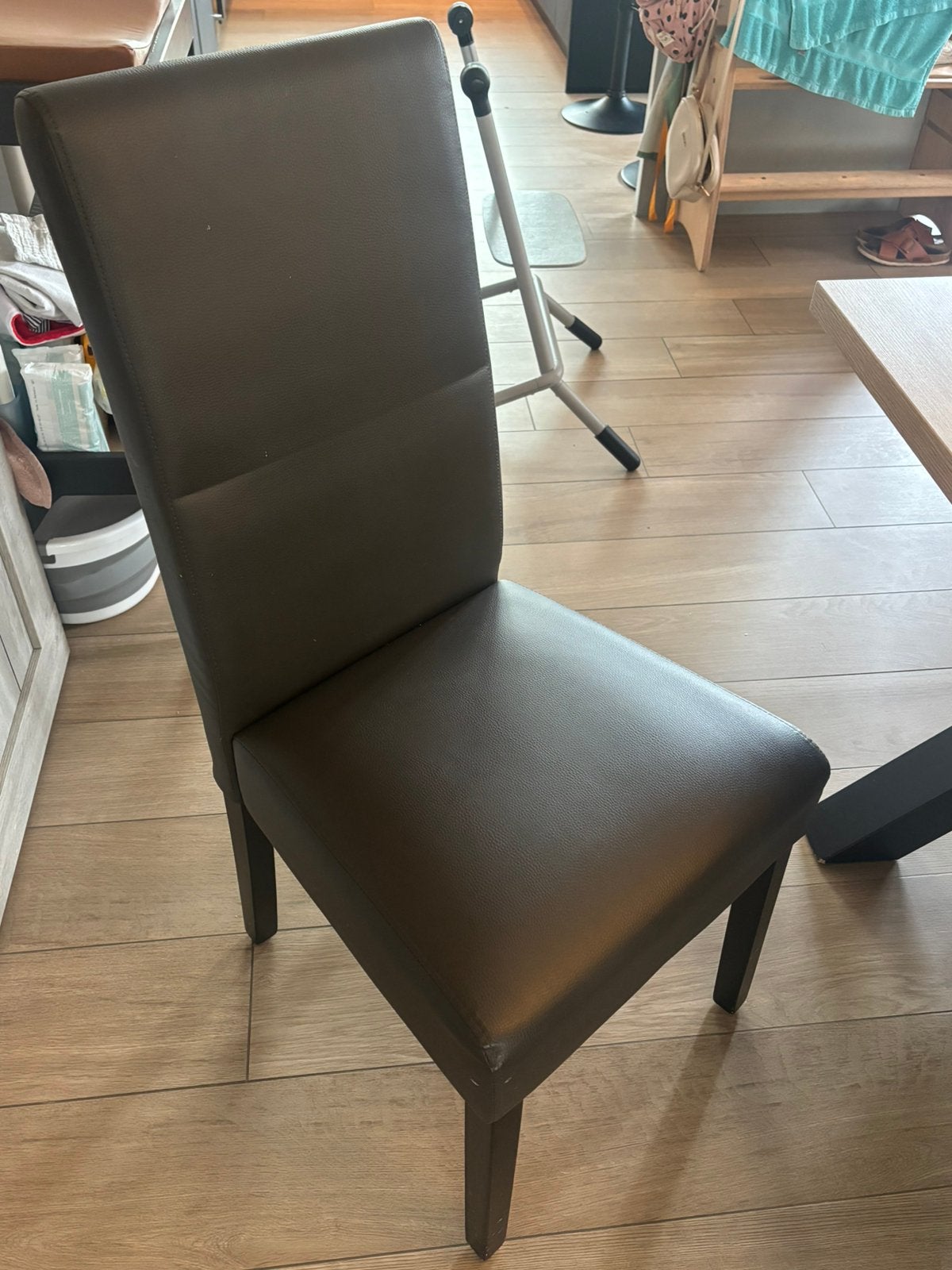 Stoelenset kunstleer (5stuks), Ophalen, Gebruikt, Grijs, Leer