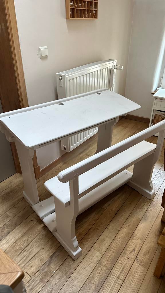 Ancien banc d’école en bois – Style vintage – bon état, Antiquités & Art, Enlèvement