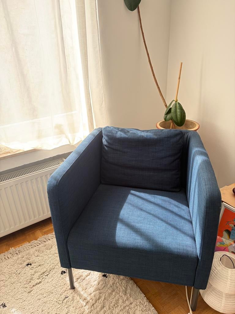 2x fauteuils ikea ekerö bleus, Moins de 75 cm, Comme neuf, Enlèvement, Scandinave