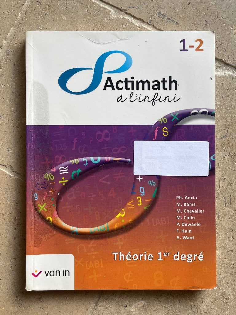 Actimath a l’infini 1-2, Livres, Enlèvement, Utilisé, Secondaire, Divers auteurs