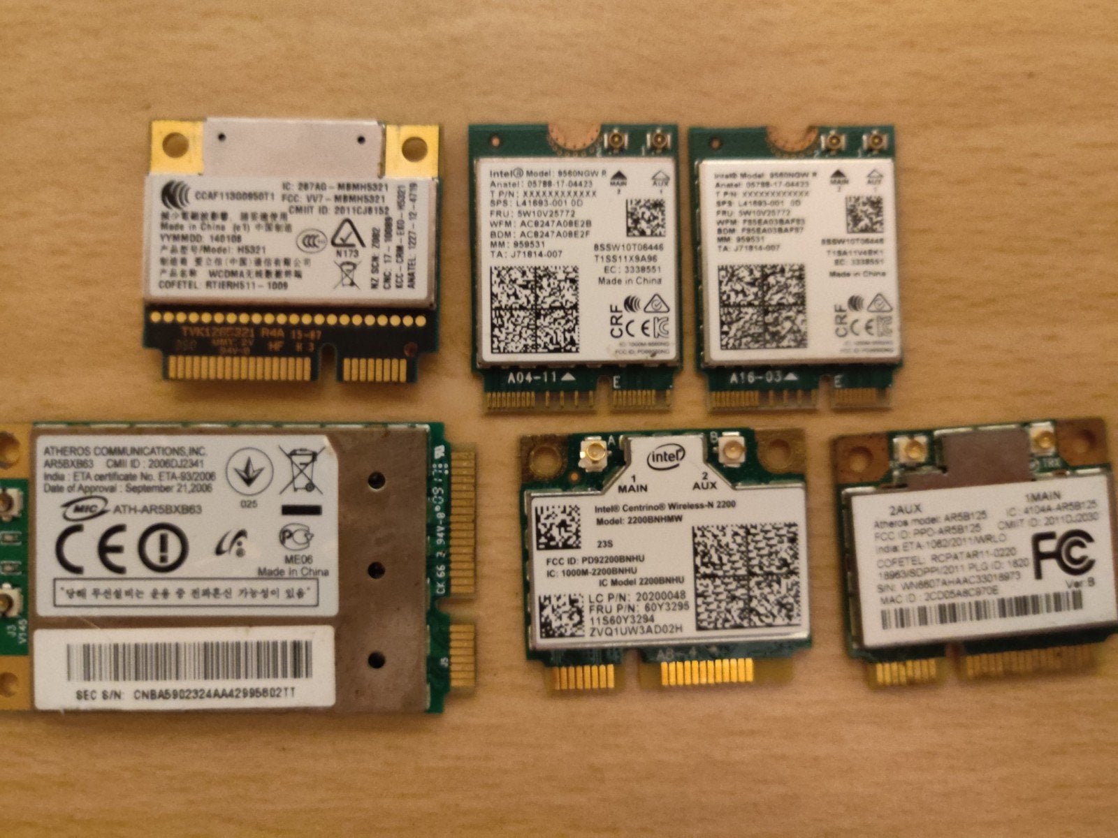 Lot de 6 cartes Wi-Fi (Intel + Atheros + Universal), Enlèvement ou Envoi