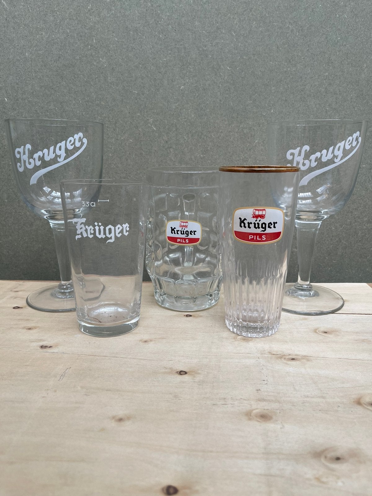 Bierglazen kruger, Verzamelen, Glas en Drinkglazen, Ophalen, Zo goed als nieuw, Bierglas