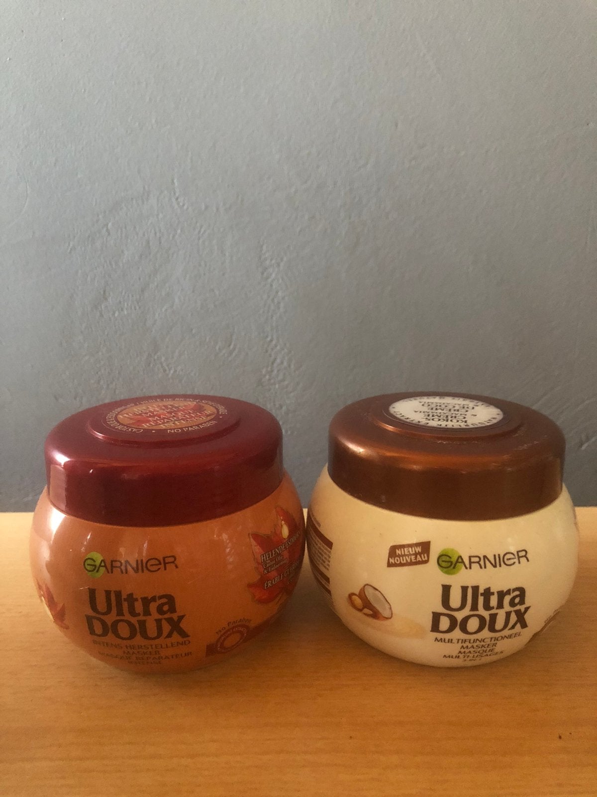 2 grote potten haarmasker Garnier Ultra Doux, Enlèvement, Comme neuf