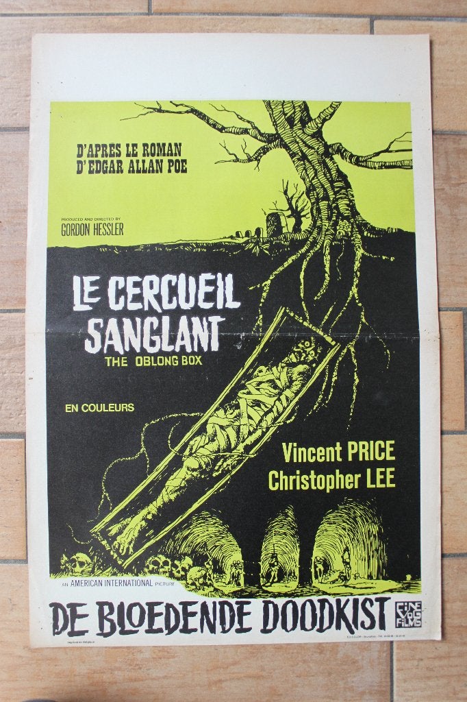 filmaffiche Peter Cushing The Oblong Box 1969 filmposter, Rechthoekig Staand, Ophalen of Verzenden, Zo goed als nieuw, A1 t/m A3