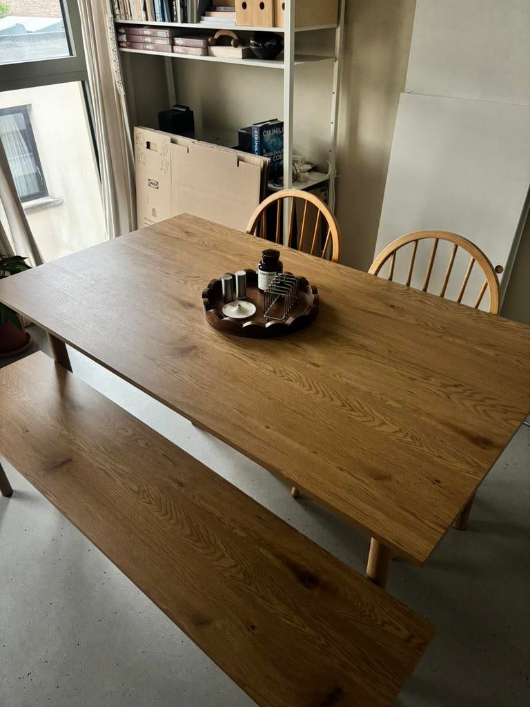 JYSK ALSTED tafel – naturel eiken kleur – 90x160 cm, Huis en Inrichting, Ophalen, Zo goed als nieuw