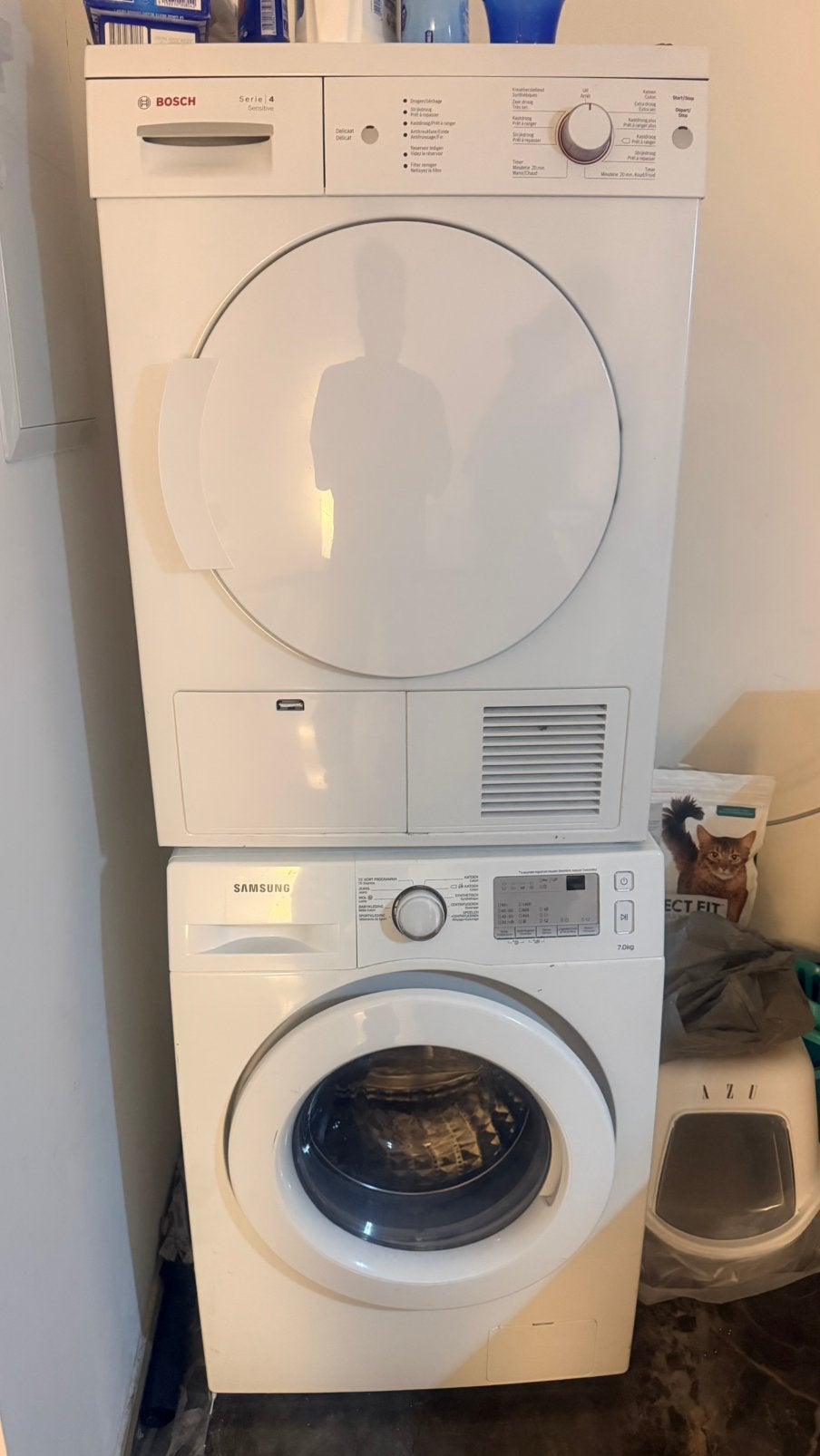 Vend lot machine a laver samsung + seche linge bosch, Electroménager, 6 à 8 kg, Enlèvement, Utilisé, 85 à 90 cm