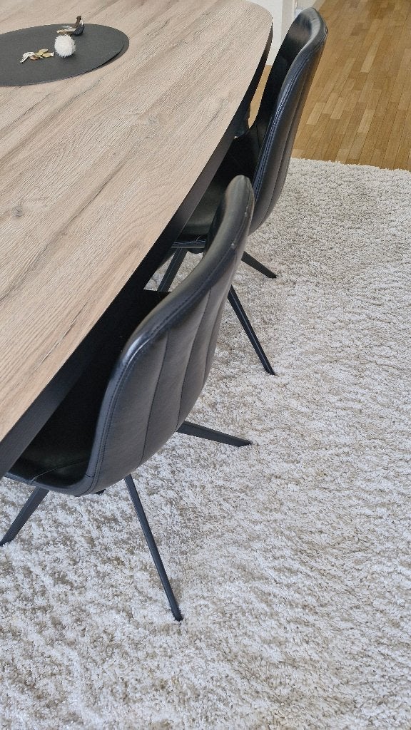 Lederen stoelen, Huis en Inrichting, Stoelen, Ophalen, Zwart, Leer, Zo goed als nieuw