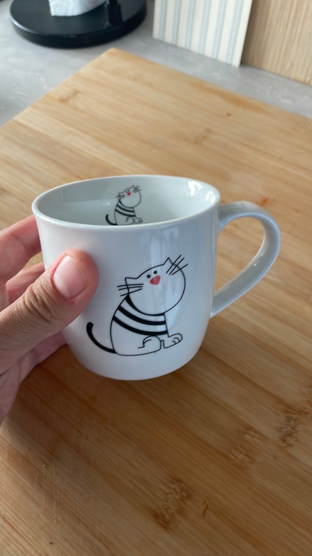 Sac à café blanc avec chat, Enlèvement ou Envoi, Comme neuf