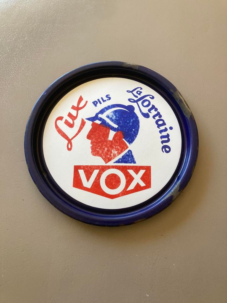 Ancien plateau à bière VOX en émail, Enlèvement ou Envoi
