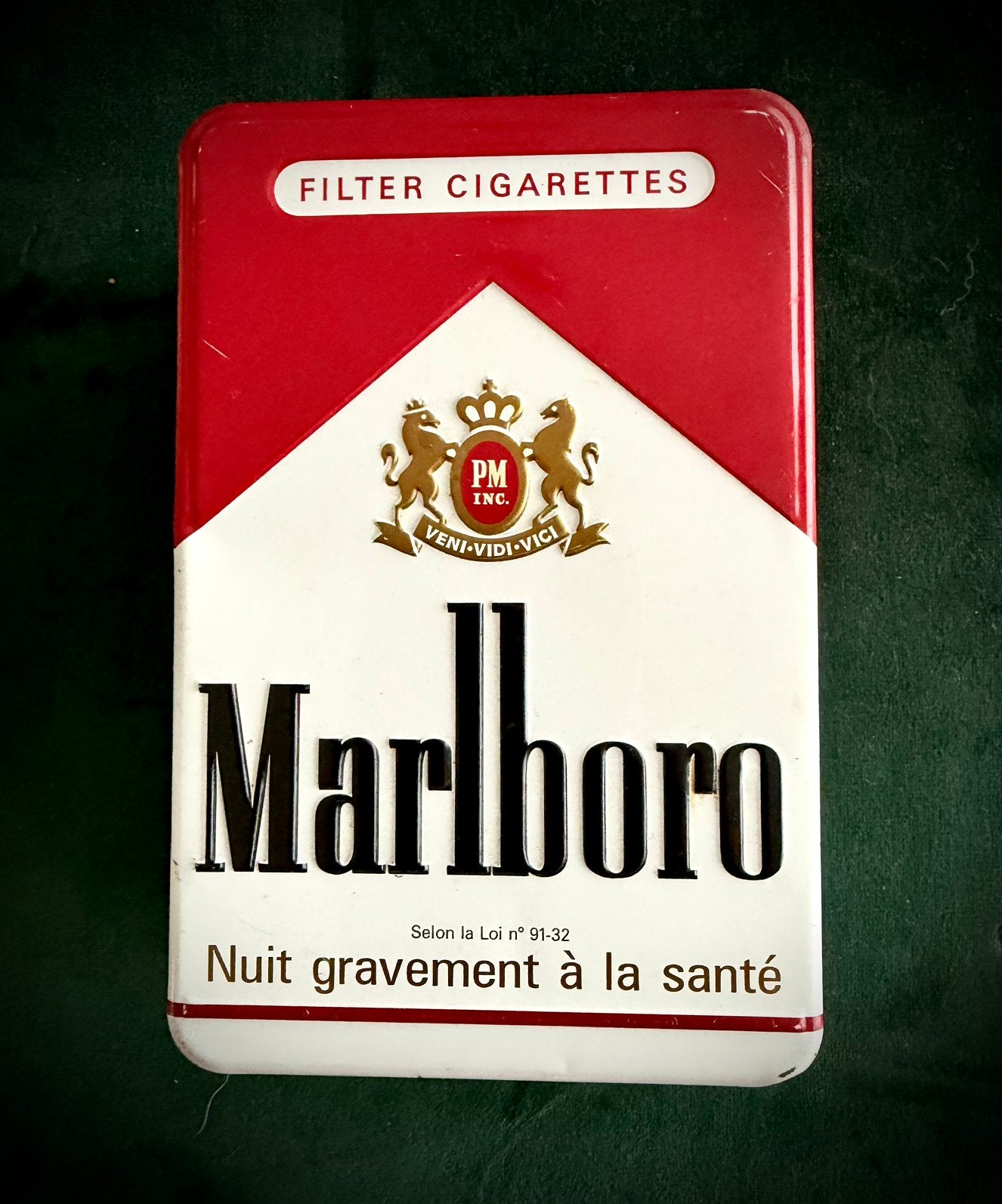 Boîte de rangement vintage en métal Marlboro, Enlèvement ou Envoi, Utilisé, Boite à tabac ou Emballage
