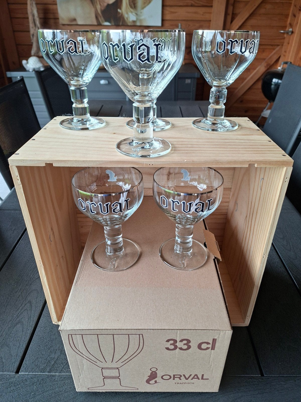 Orval 6 verres 33cl logo bleu, Enlèvement