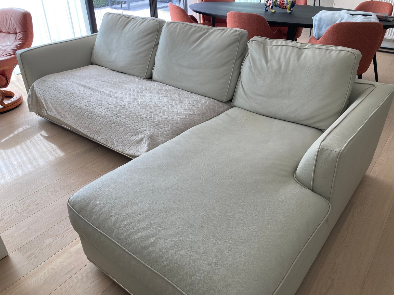 Hoeksalon, Huis en Inrichting, Zetels | Zetels en Chaises Longues, Gebruikt, Driepersoons, 250 tot 300 cm, 75 tot 100 cm, Leer