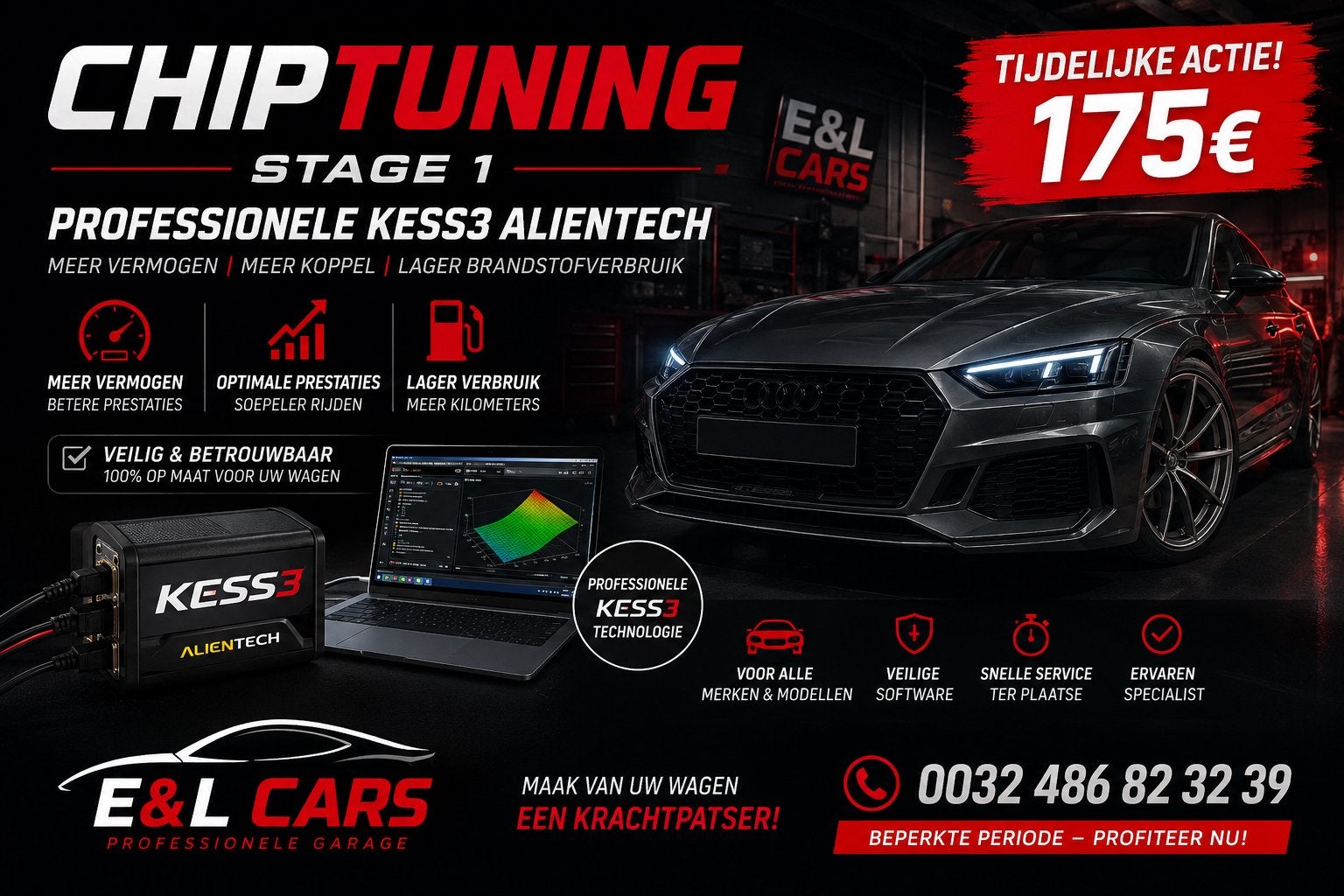 Chiptuning stage 1 tijdrlijke actie 175€ met Kess3, Ophalen of Verzenden, Nieuw