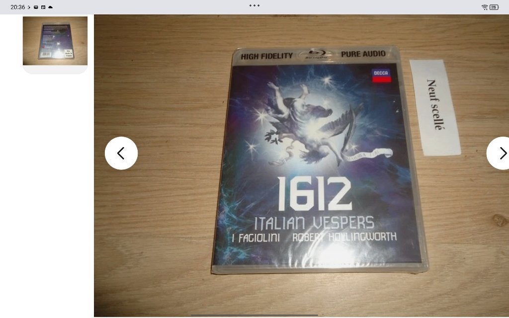 1612 Italian Vespers Blu-ray audio, CD & DVD, Blu-ray, Envoi, Audio, Blu-ray