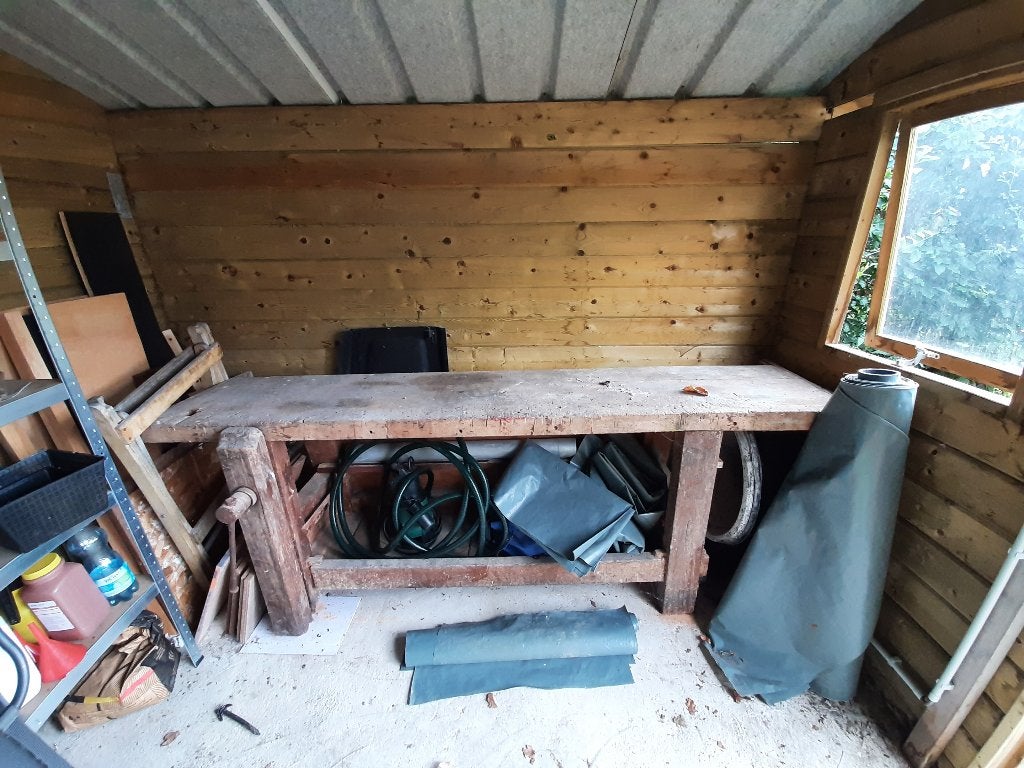 Établi de menuisier en bois massif, Bricolage & Construction, Établis, Enlèvement, Utilisé, Moins de 70 cm, Étau