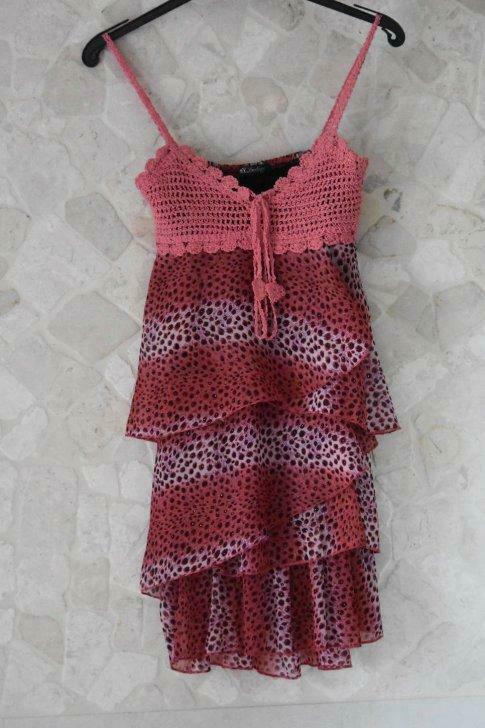 Robe chasuble rose à volants - taille M, Enlèvement ou Envoi, Neuf, Taille 38/40 (M), Rose
