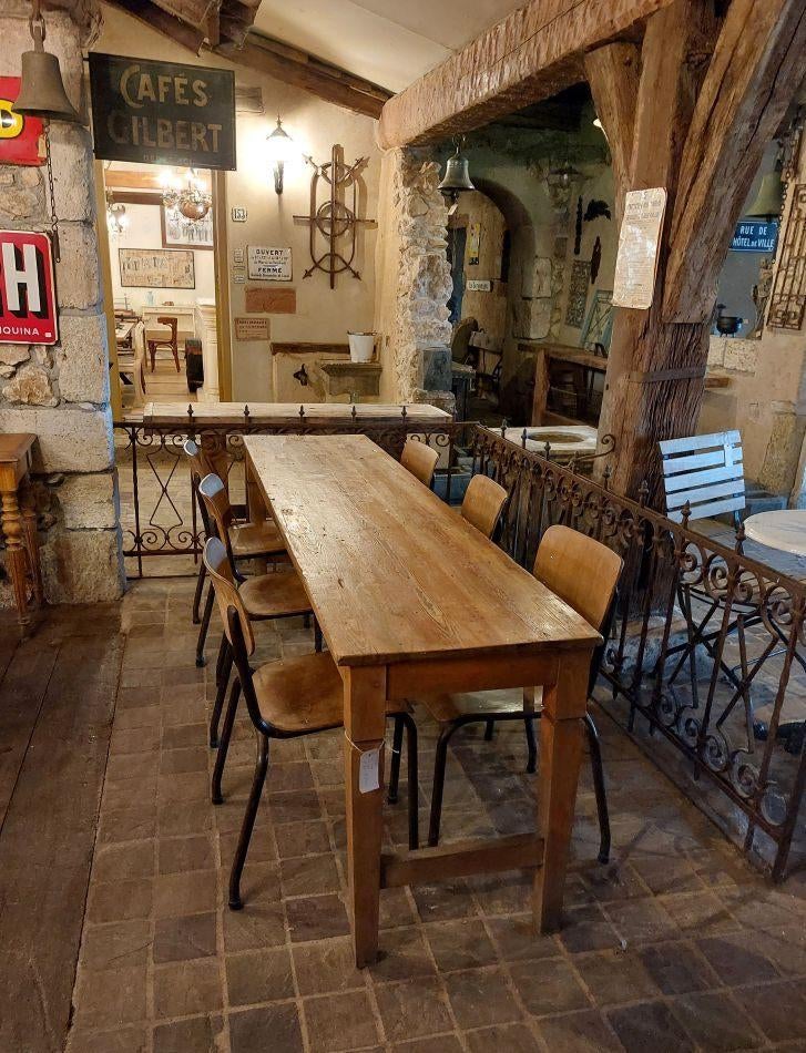 table à manger ancienne étroite table d'école 236 x 55 x 77, Enlèvement