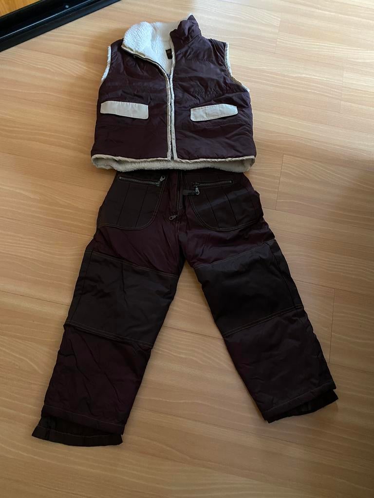 Skibroek + bodywarmer. 6 à 8 j. ( donkerbruin), Ophalen of Verzenden, Gedragen, Broek